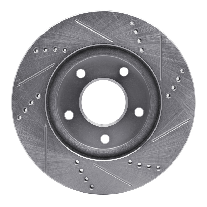 Dodge Caliber Brake Rotor (1) - Front Left - R1 Concepts - Drilled & Slotted - Silver - `07-`17